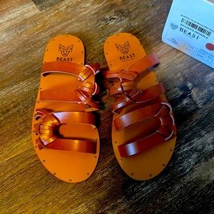 BEAST brand, brown slide sandals